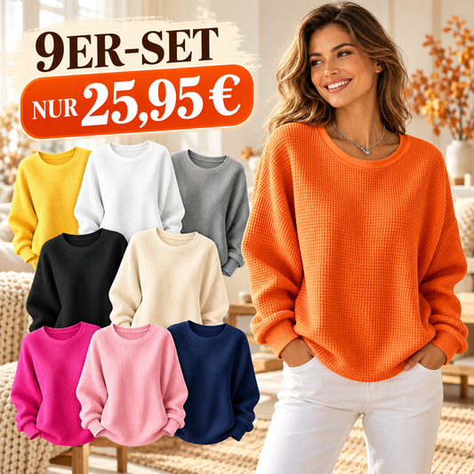 ☁️ Lässig & strukturiert – Waffelstrick-Sweatshirt im Loose-Fit – Weicher Stoff, lockerer Schnitt & vielseitig kombinierbar
